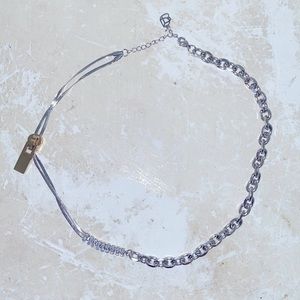Designer Choker Necklace zipper detail double chain w crystals designed in LA‌‌